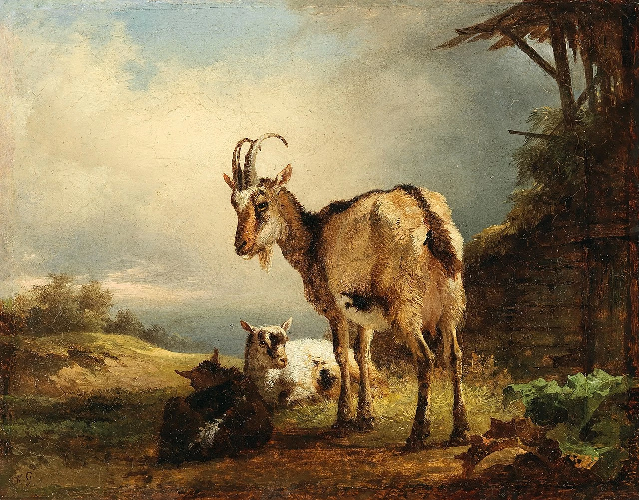 Capra con due bambini